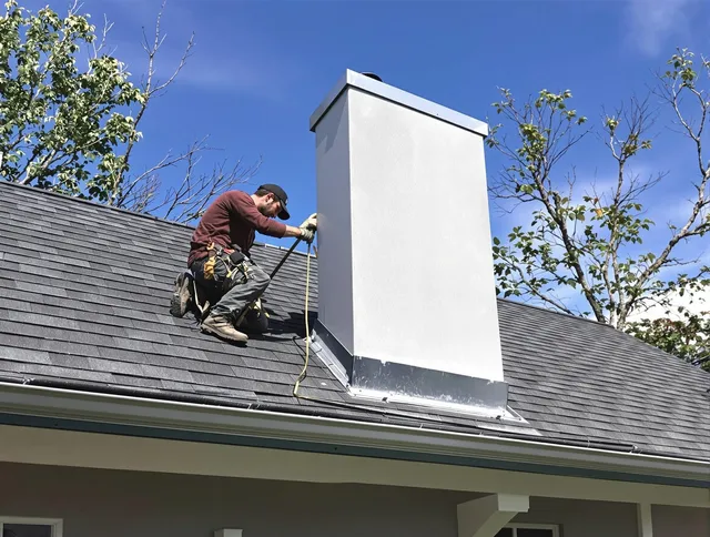 Wickliffe Chimney Sweep team member finishing chimney construction in Wickliffe, OH