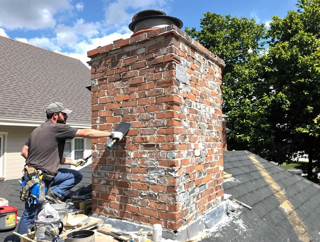 Completed chimney rebuild by Wickliffe Chimney Sweep in Wickliffe, OH