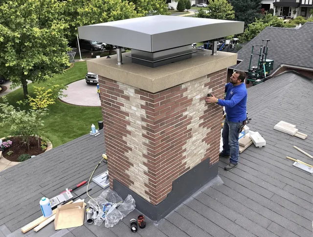 Wickliffe Chimney Sweep team working on a custom chimney remodel in Wickliffe, OH