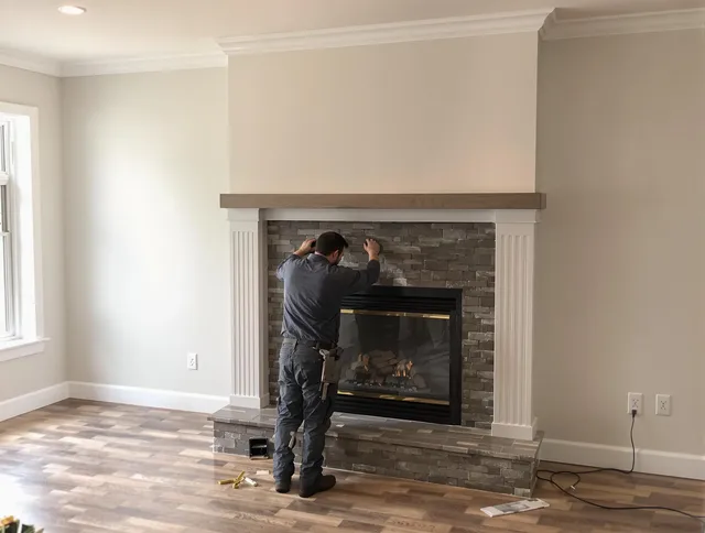 Wickliffe Chimney Sweep finishing a custom fireplace install in Wickliffe, OH